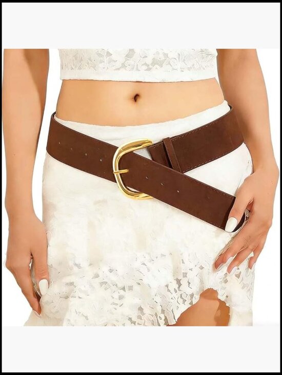 Wide Chunky Suede Faux Leather Belt with Oversized Metal Buckle main image 6